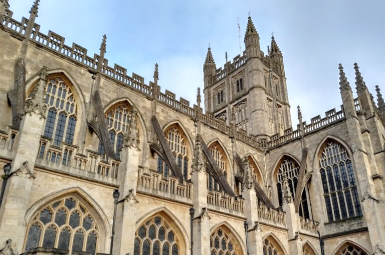 The stunning Bath Abbey in the afternoon sun