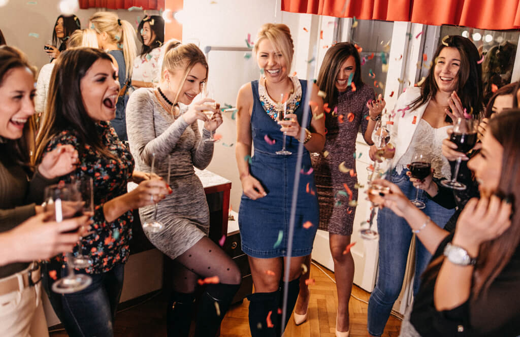 A group of hens showing the pasta they made as part of their activity