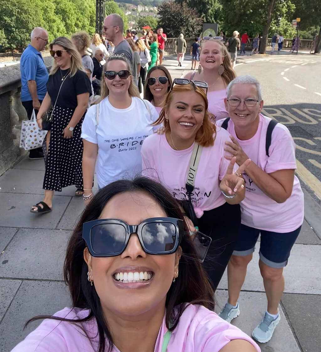 A group of hens pausing during a treasure hunt to snap a selfie