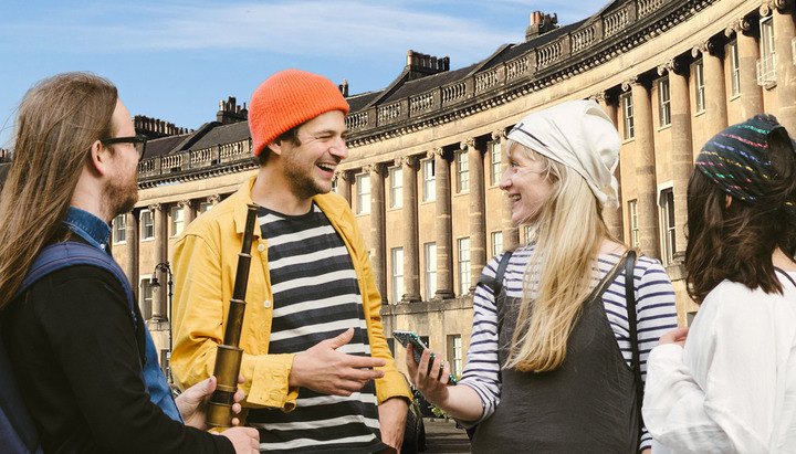 A group of friends playing treasure hunt