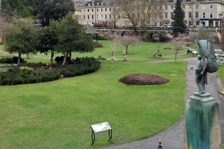 The Angel of Peace looking over Bath gardens